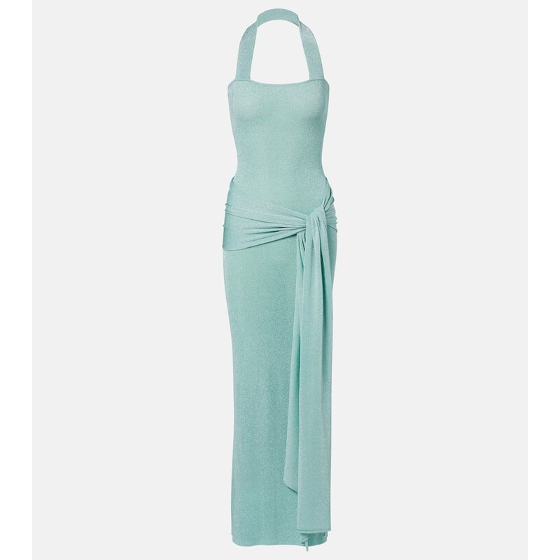 Aya Muse Knitted lamÃ maxi dress