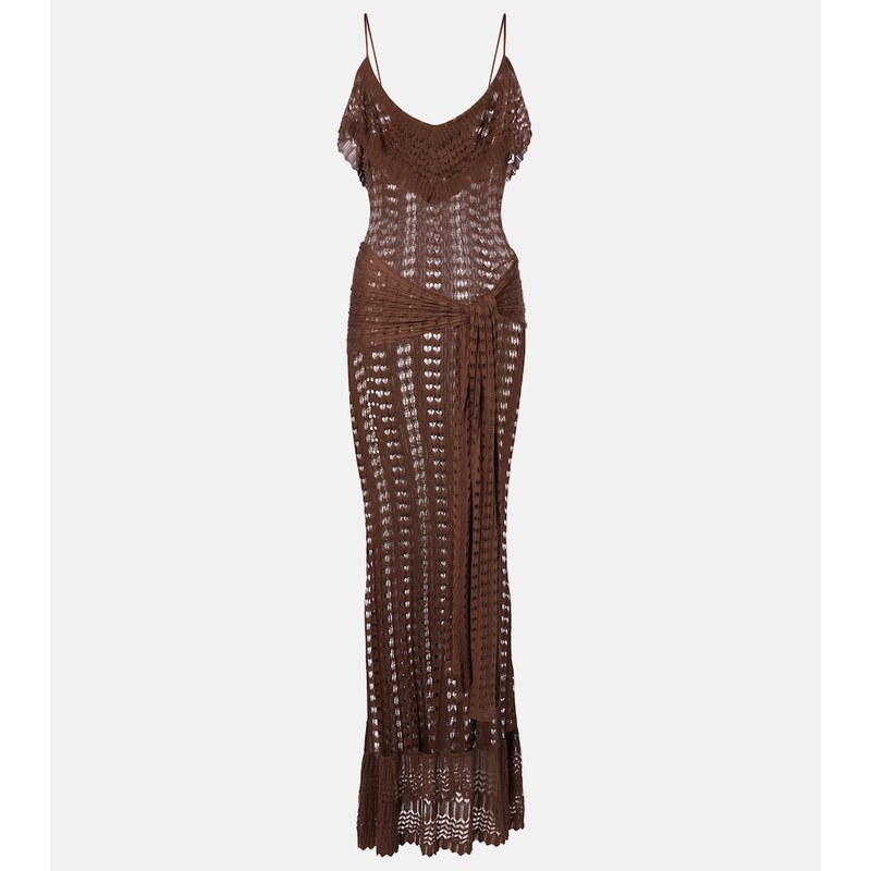 Aya Muse Ruffled pointelle maxi dress