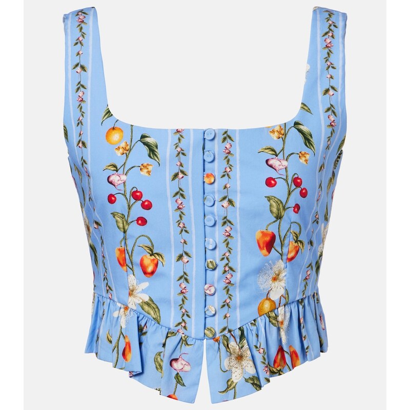 Agua by Agua Bendita EslabÃ³n printed cotton bustier top
