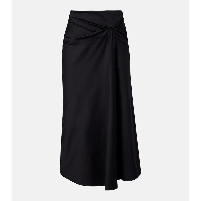Max Mara Paggi gathered cotton-blend midi skirt