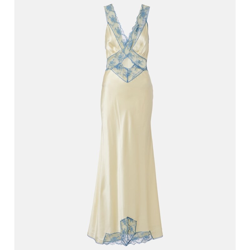 SIR Lace-trimmed silk maxi dress