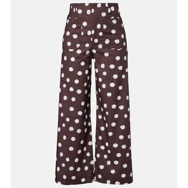 Adriana Degreas Polka-dot cotton-blend wide-leg pants