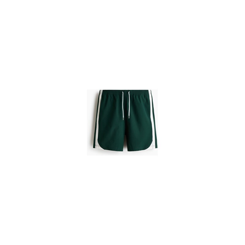 H&M - Sportovní šortky Regular Fit - Tmavě Zelená/Barevný Blok