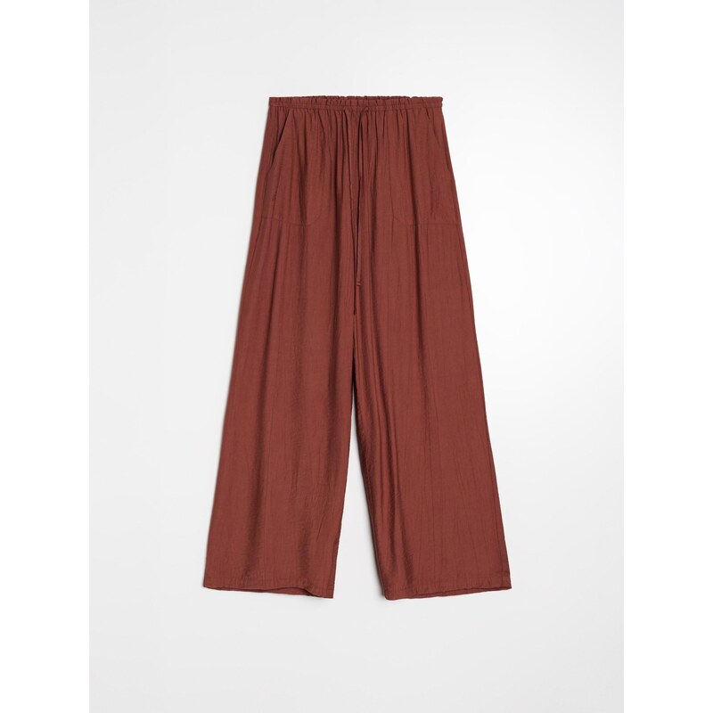 Sinsay - Kalhoty wide leg s viskózou - jantarová 114931768