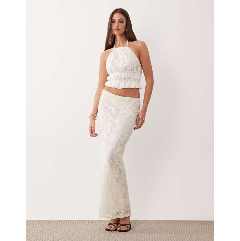 The Frolic exclusive lace column maxi skirt co-ord in white