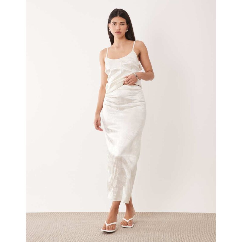 The Frolic exclusive satin floral jacquard column maxi skirt co