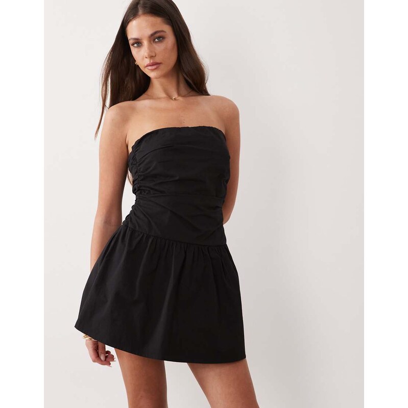 The Frolic exclusive cotton poplin ruched detail frill hem mini