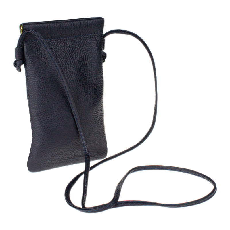 Modrá kožená italská crossbody kabelka Mia Blu Notte NovaKabelka