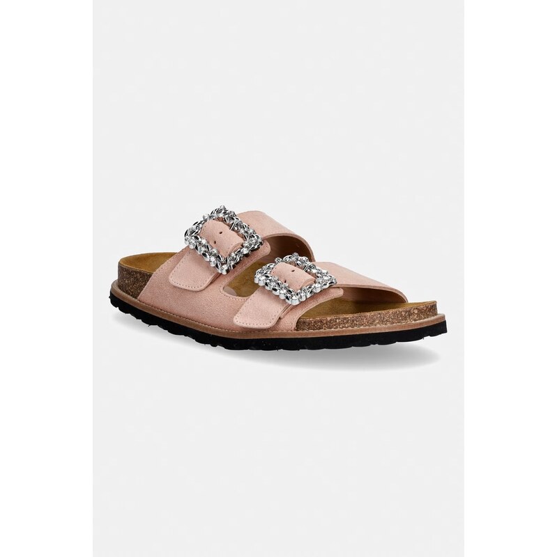 Pollini pantofle s odkrytými prsty dámské semišové 114935519