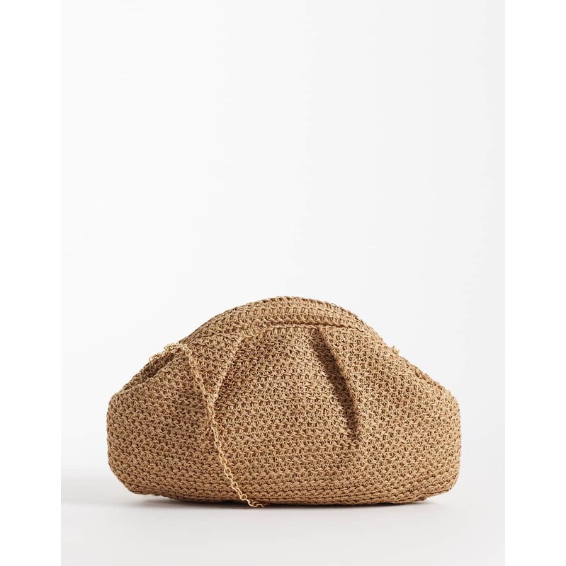 Glamorous straw pillow clutch bag in neutral 114934930