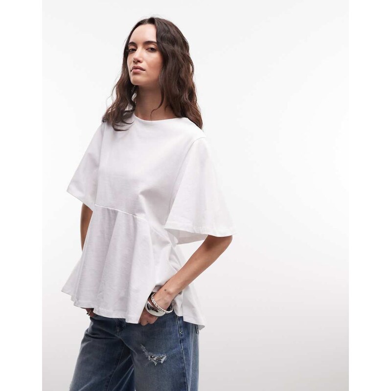 ASOS DESIGN oversized t-shirt with exaggerated sleeve and peplum
