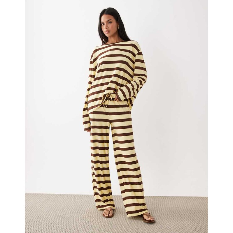 Kaiia super soft jersey drawstring trousers co-ord in lemon and