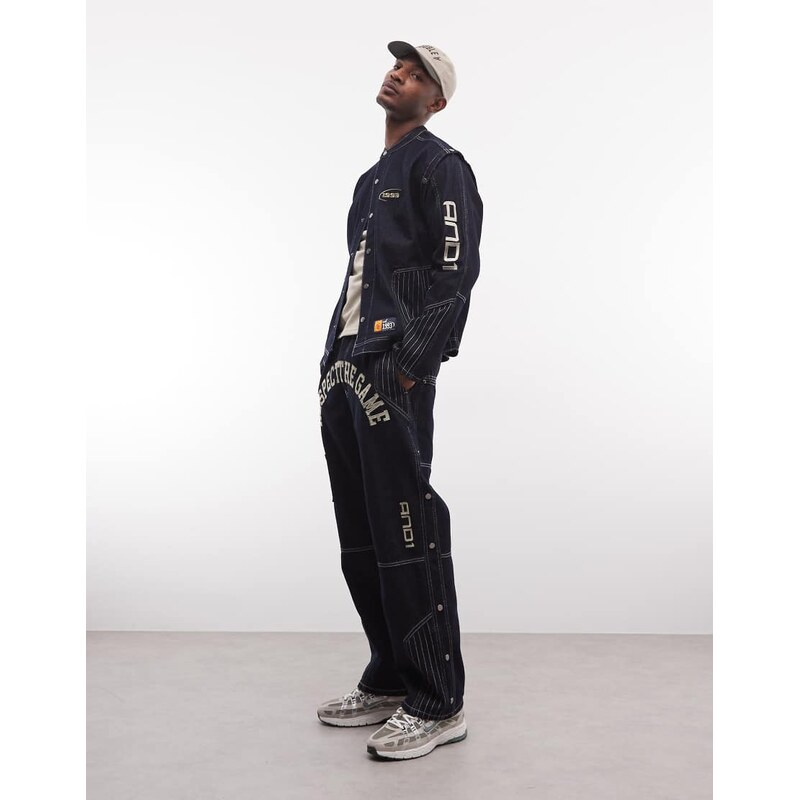 AND1 respect the game contrast stitch jeans co-ord in rinse-Blue 114935083