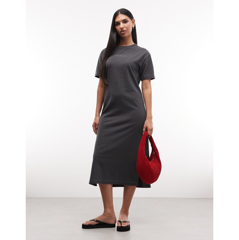 Barbour International Lyra relaxed logo midi t-shirt dress in washed 114935013