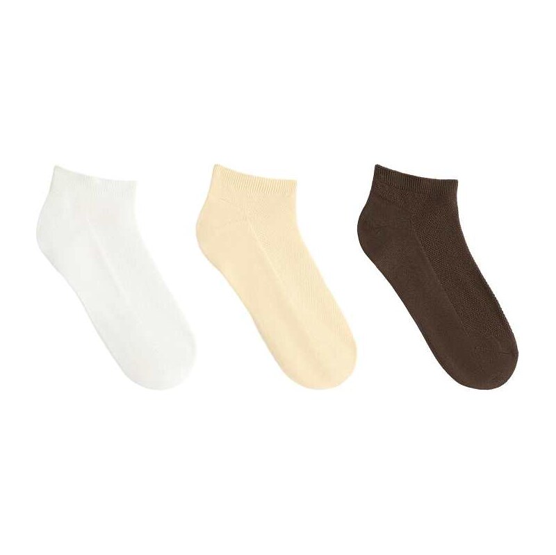 OYSHO 3 pairs of cotton blend piqué sneaker socks in tile red-Brown 114935240