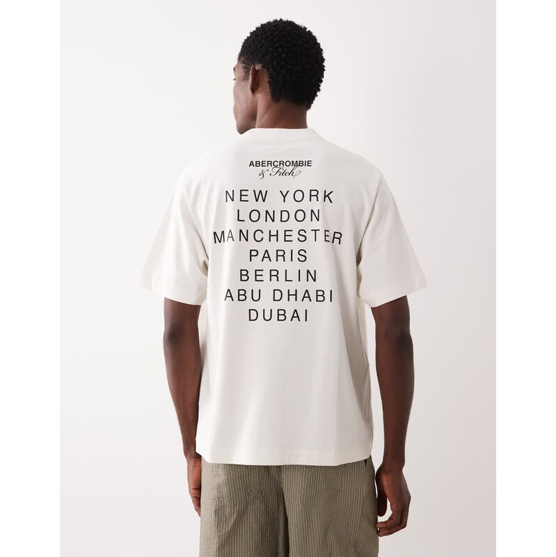 Abercrombie & Fitch city list premium heavyweight t-shirt in white 114935119