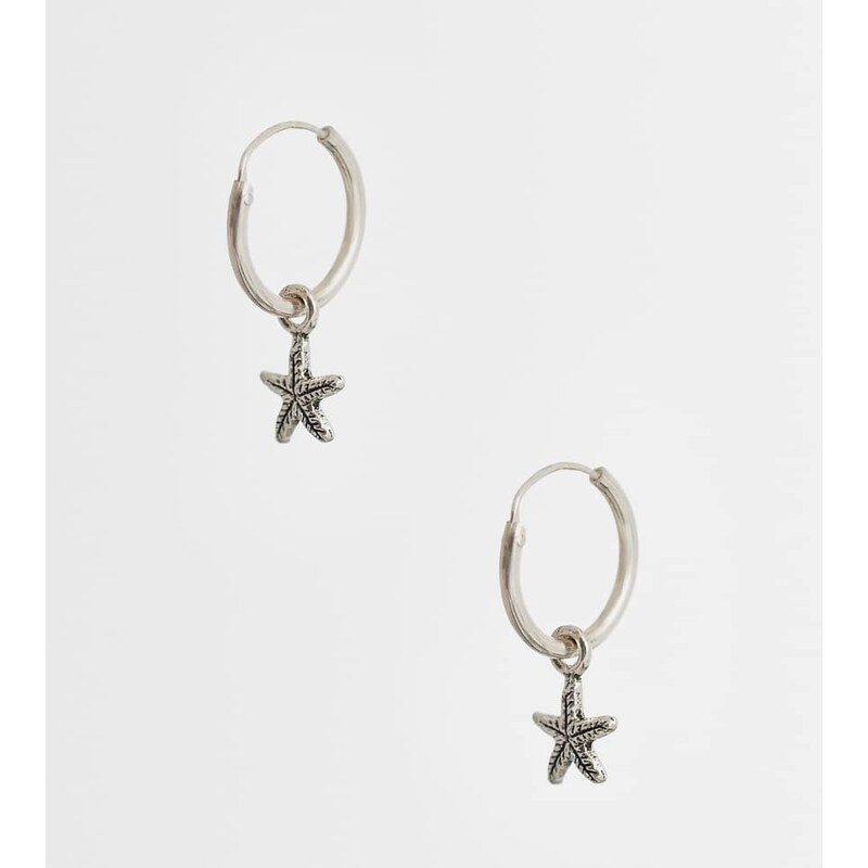 Kingsley Ryan starfish charm hoops in sterling silver 114935172