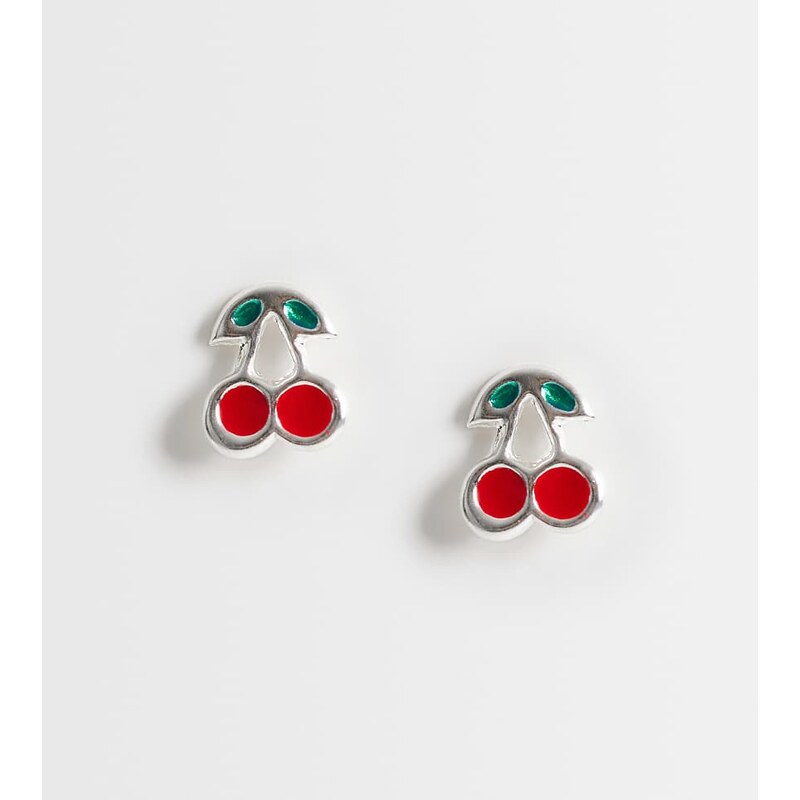 Kingsley Ryan enamel chery stud in sterling silver