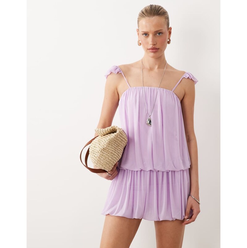 ASOS DESIGN bubble hem mini dress in lilac-Multi