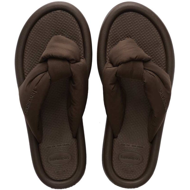 Havaianas overpuff boho flip flops in dark brown 114956483