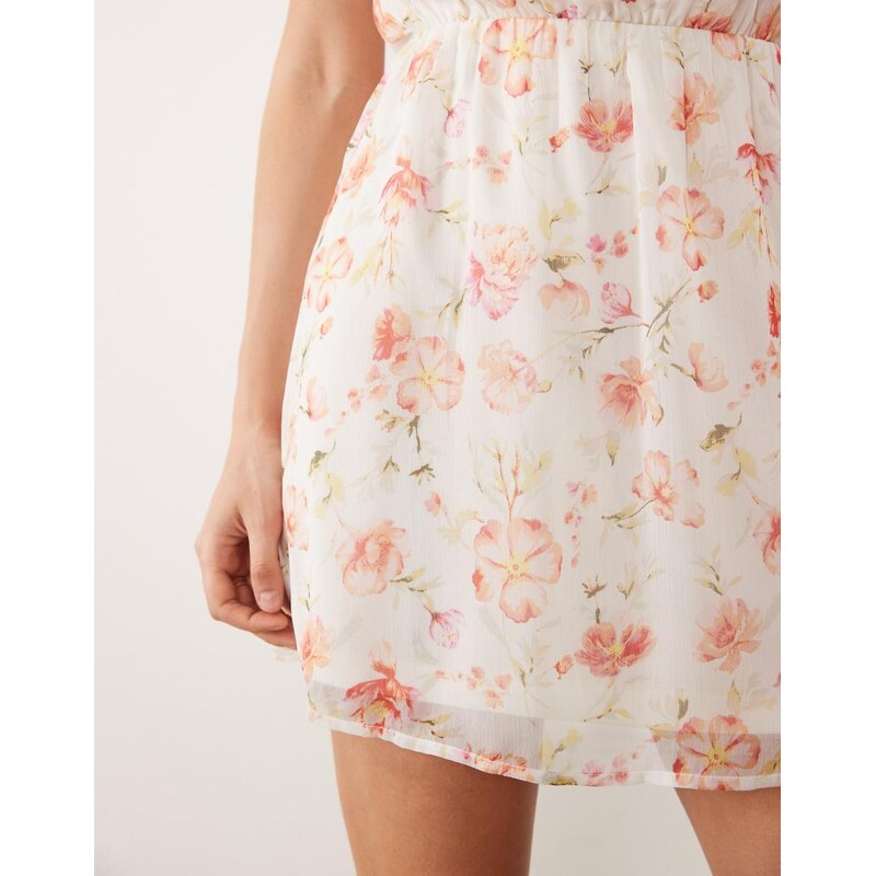 Vila woven cami mini dress in white floral print