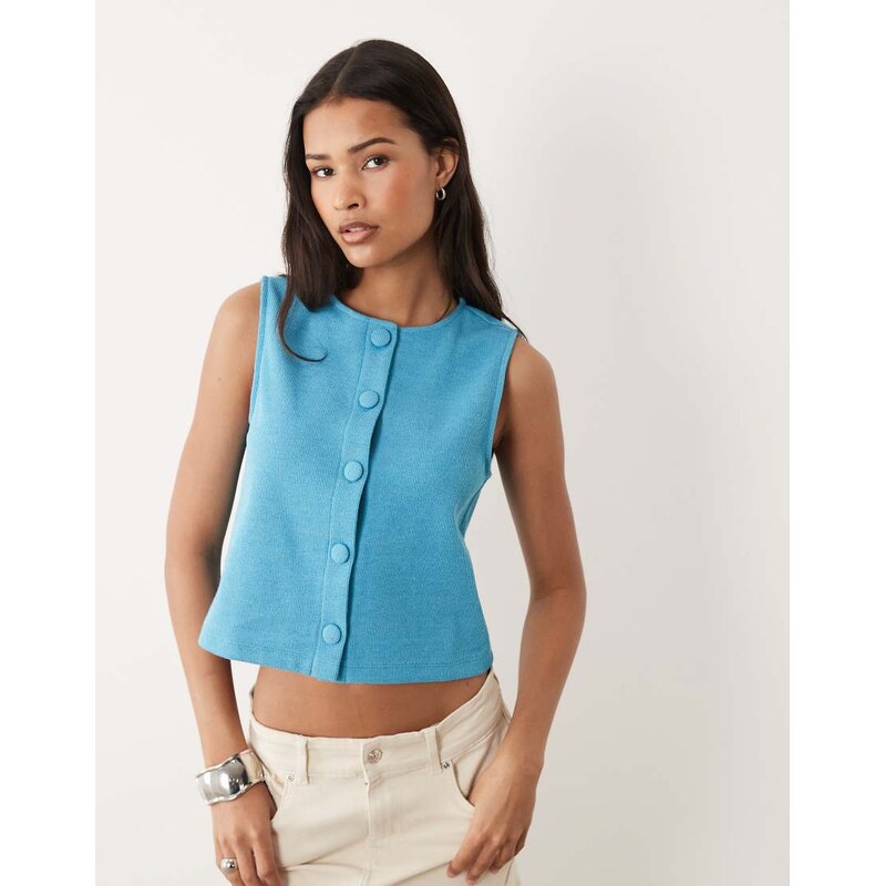 Miss Selfridge button through tank top on aqua blue 114956583
