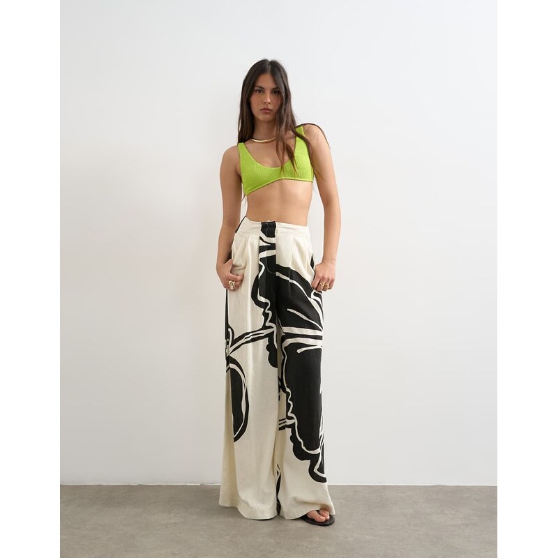 Topshop Tara scoop bikini top in lime-Green