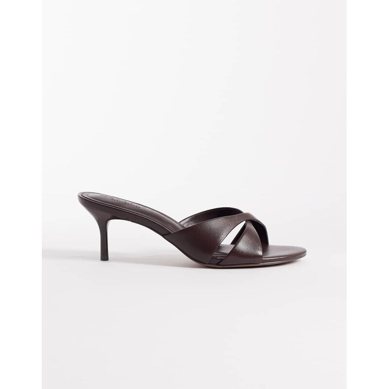 ASOS DESIGN Hum premium cross strap mid heeled mules in