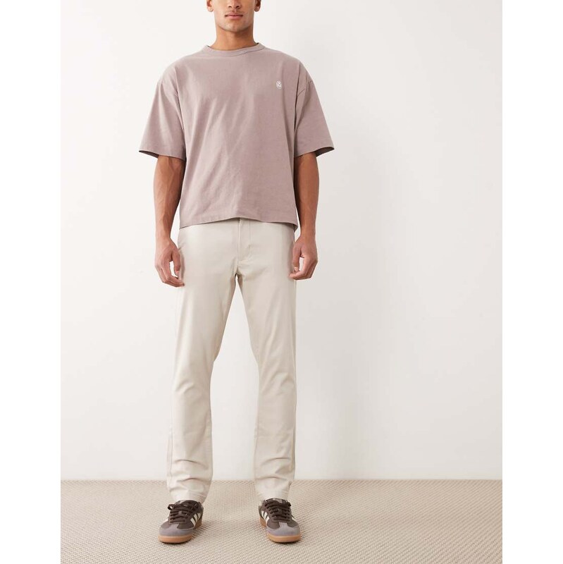 ASOS DESIGN slim chinos in stone-Neutral