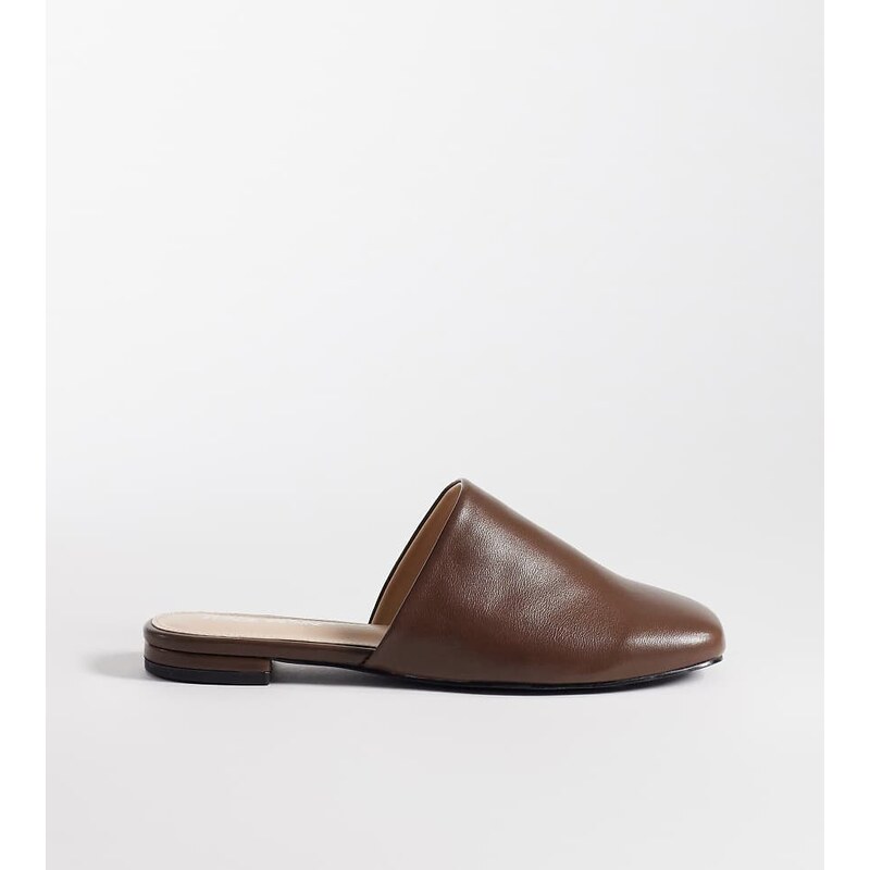Public Desire Wide Fit Emmi flat mules in brown 115522711