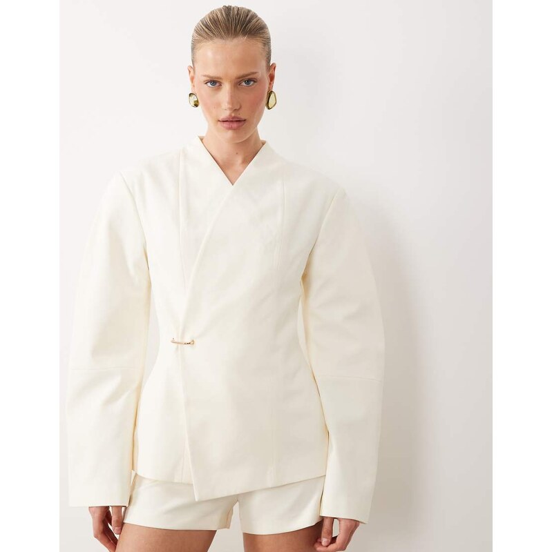 ASOS DESIGN cinched waist blazer suit with hardware detail in