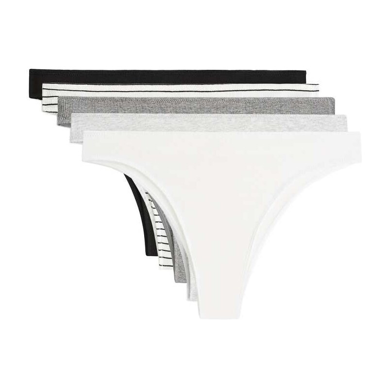 OYSHO 5 rib cotton blend brazilian briefs in grey 114939528