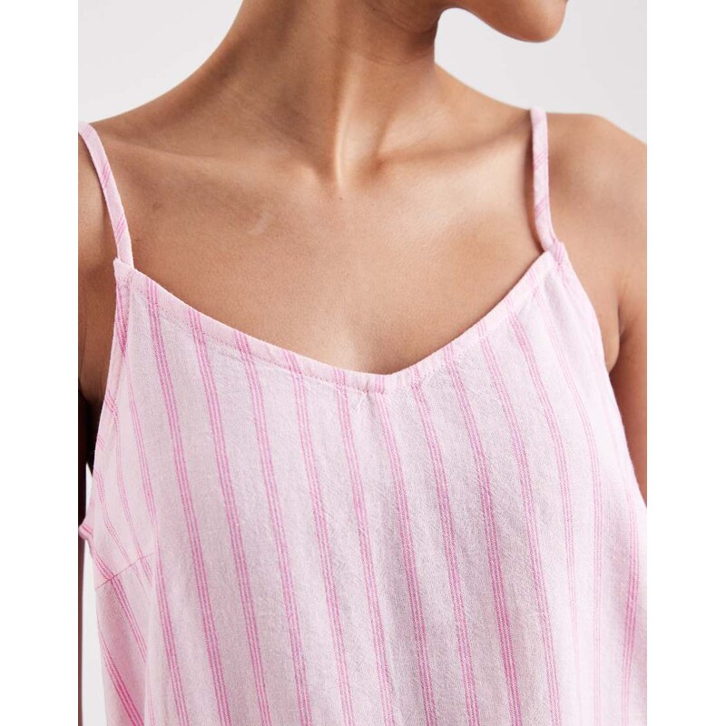 JJXX linen blend stripe cami top in pink