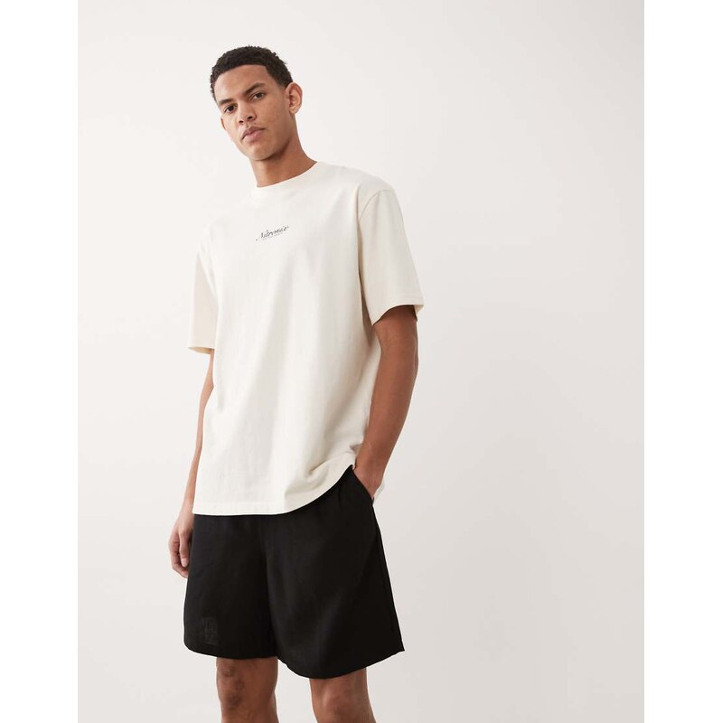 New Look co-ord linen look pull on shorts in black
