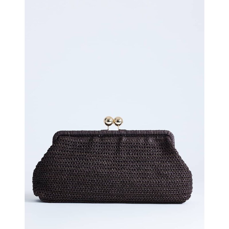 Topshop Abbie medium woven clutch bag in chocolate-Brown 115514987