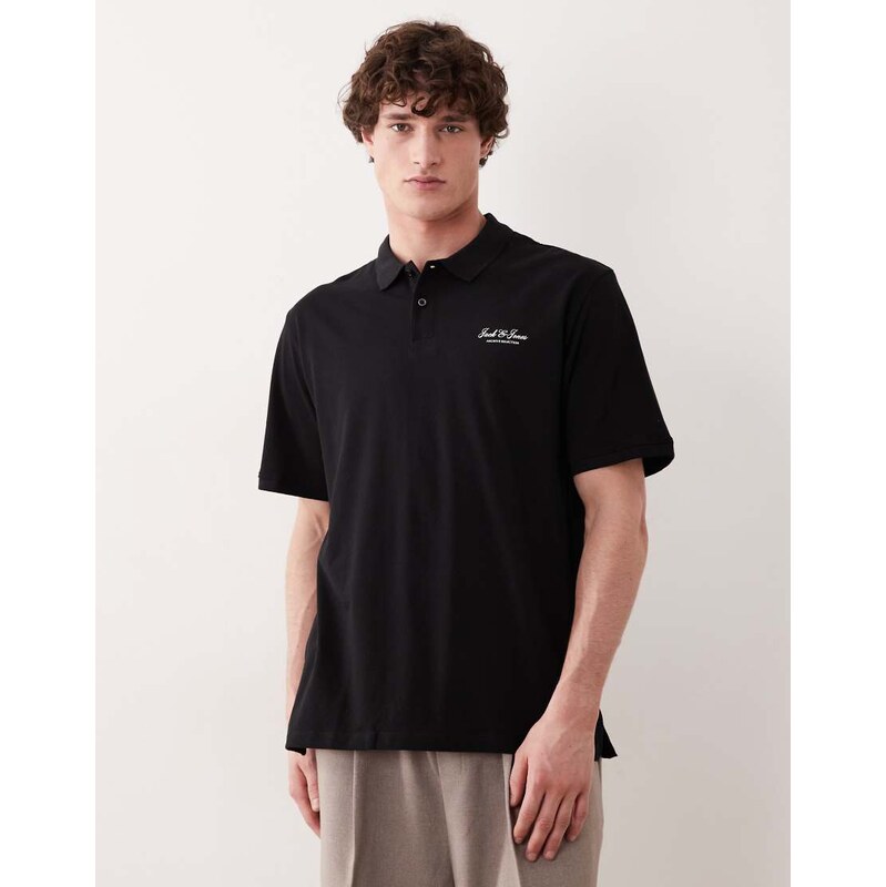 Jack & Jones orginals logo polo in black