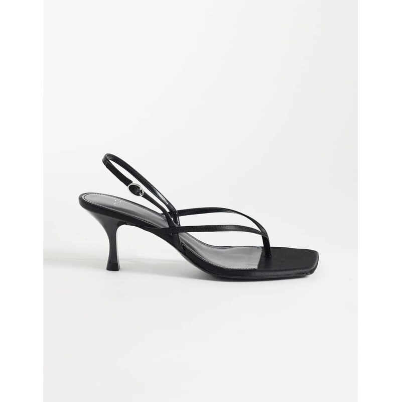 Mango strappy toe post heeled sandal in black
