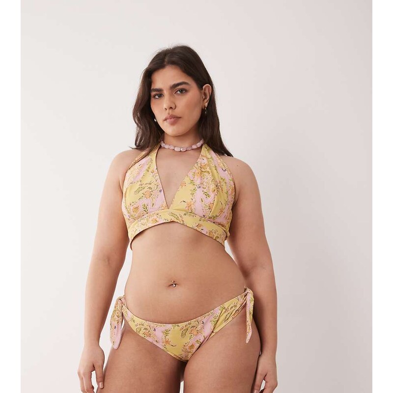 ASOS Curve ASOS DESIGN Curve Sarah scarf high leg tie side bikini 115520309