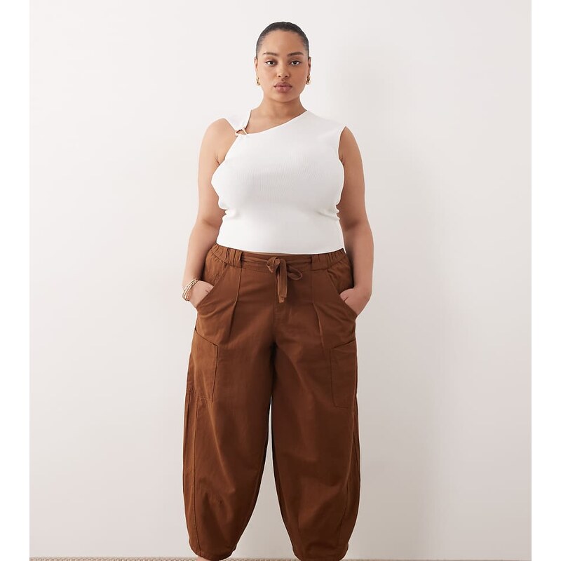 ASOS Curve ASOS DESIGN Curve pull on barrel trousers in