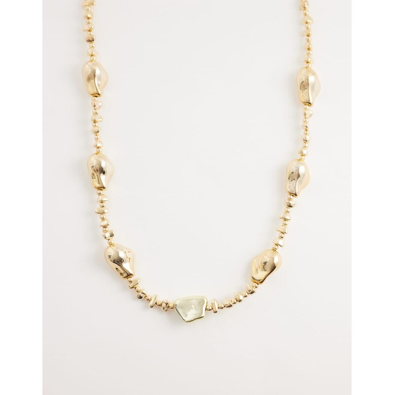 DesignB London chunky beaded necklace in gold