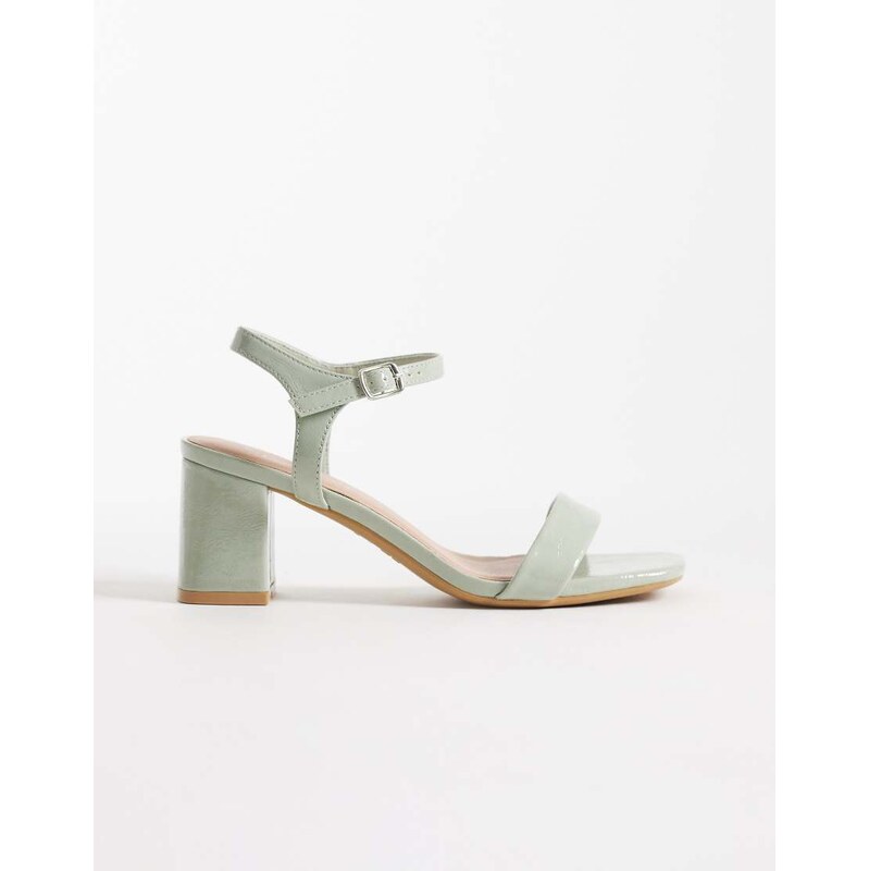 New Look blocked heeled sandal in sage green