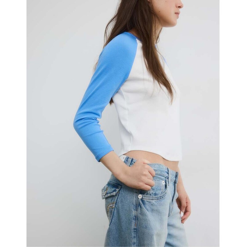Stradivarius Baseball t-shirt in royal blue-Navy 114939529