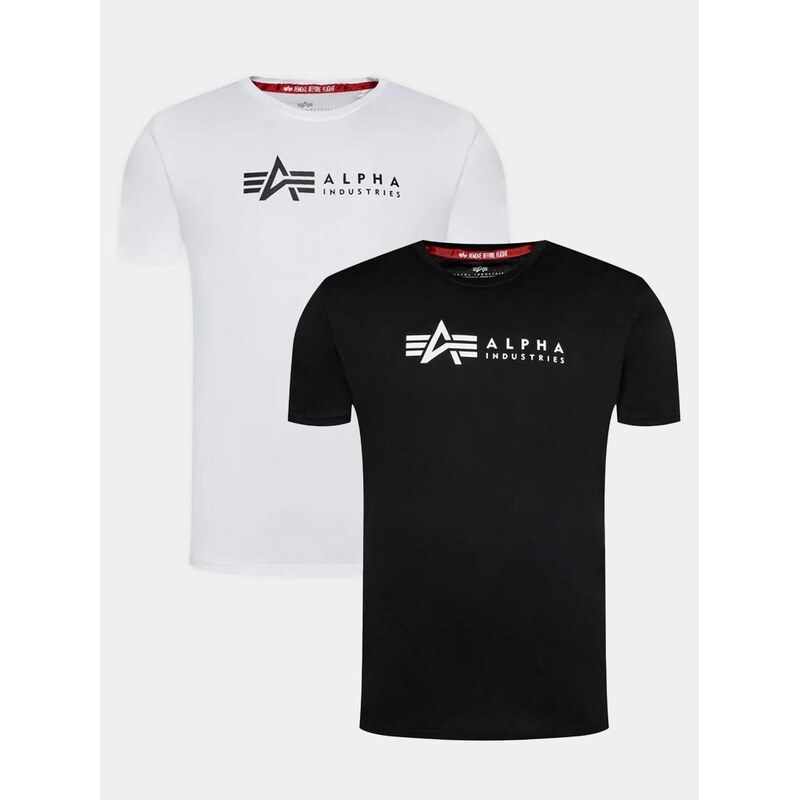 Sada 2 pánských černobílých triček Alpha Industries Alpha Label