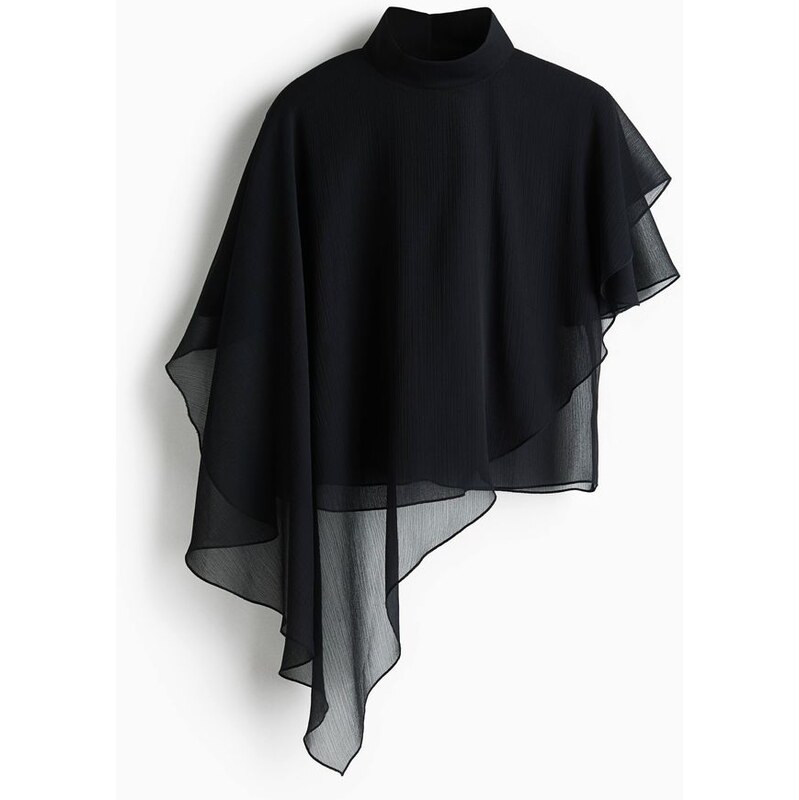 H&M - Cape-detail chiffon blouse - černá 114939883