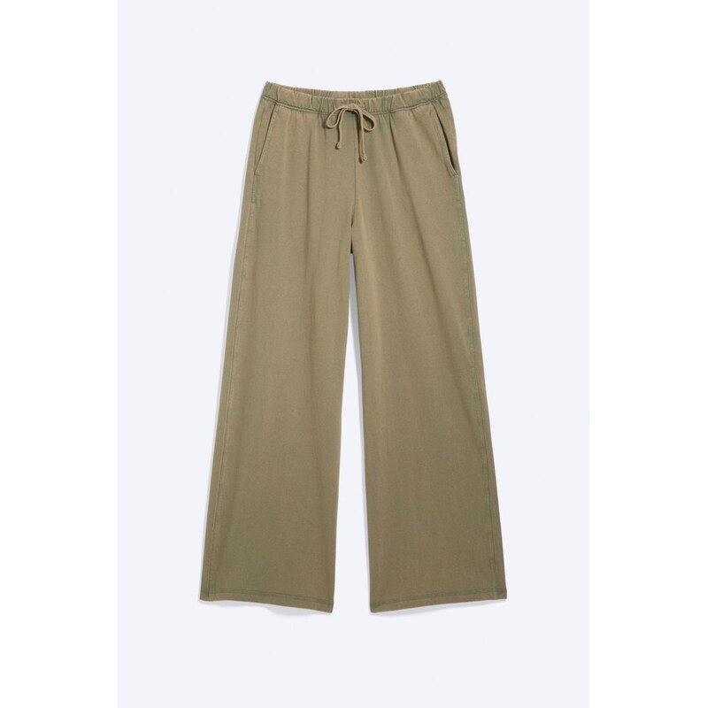 H&M - Široké Pyžamové Bavlněné Kalhoty - zelená 114939936