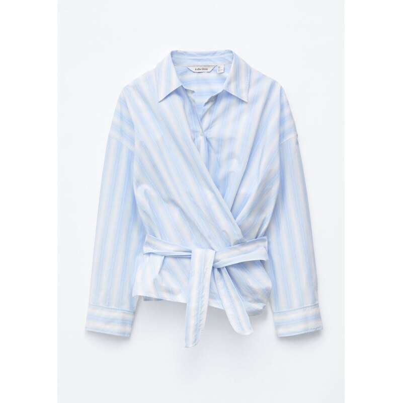 H&M - Bavlněná košiles vázačkou v pase - modrá 114939928