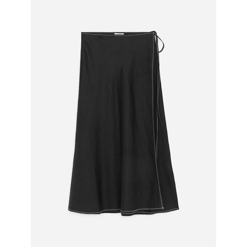 H&M - Lněná Zavinovací Sukně - černá 114939913