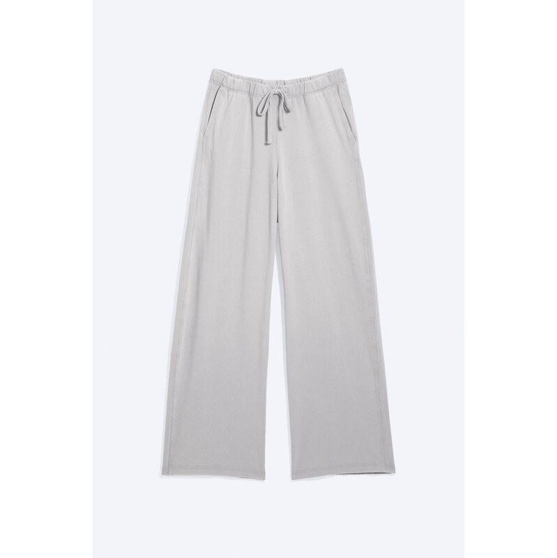 H&M - Široké Pyžamové Bavlněné Kalhoty - šedá 114939947