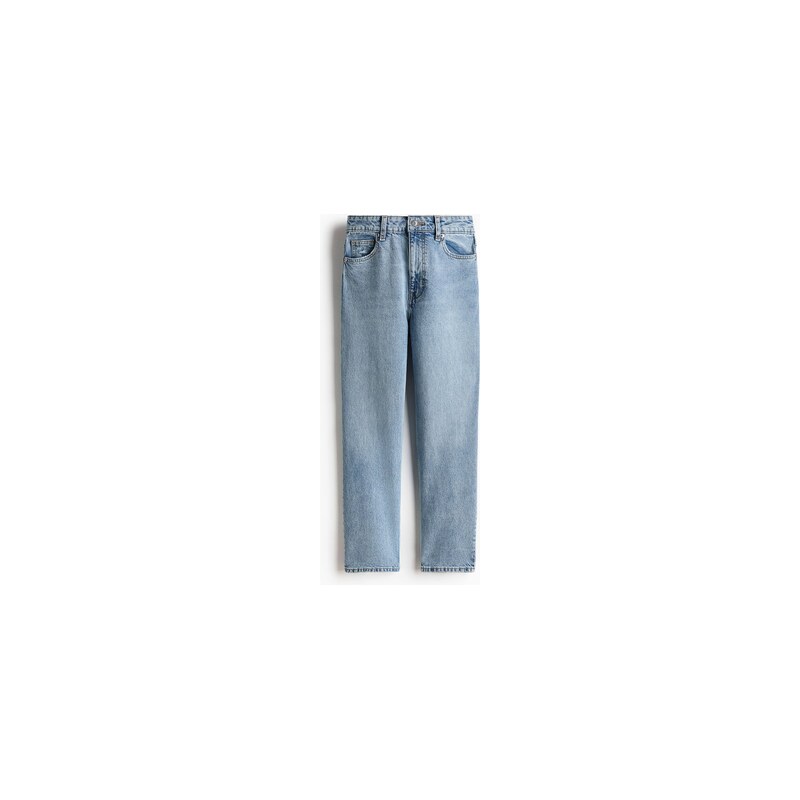 H&M - Mom Slim Fit High Waist Ankle Jeans - Světlý Denim Blue