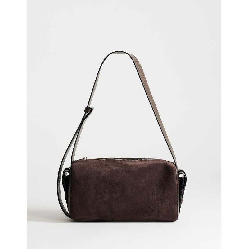 Topshop Sabrina medium suedette shoulder bag with pockets in